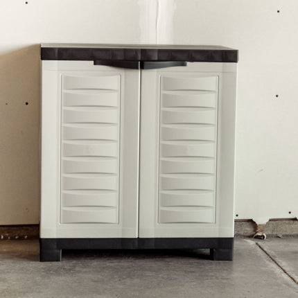 26" Gray And Black Heavy Duty Plastic Two Door Utility Cabinet