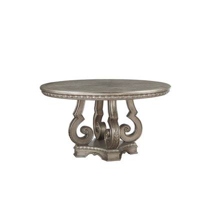 ACME 66915 Northville Dining Table with Single Pedestal, Antique Silver