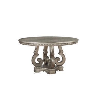 ACME 66915 Northville Dining Table with Single Pedestal, Antique Silver ACME Furniture