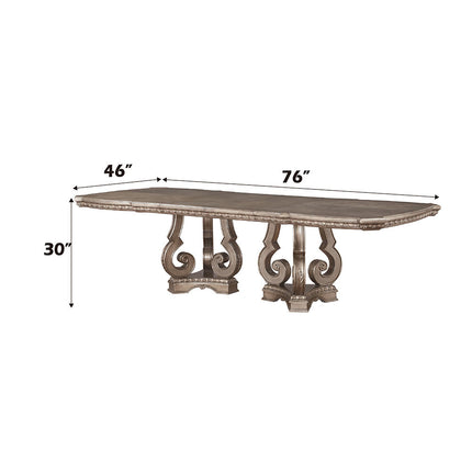 ACME 66920 Northville Dining Table with Double Pedestal, Antique Silver (1Set/2Ctn)