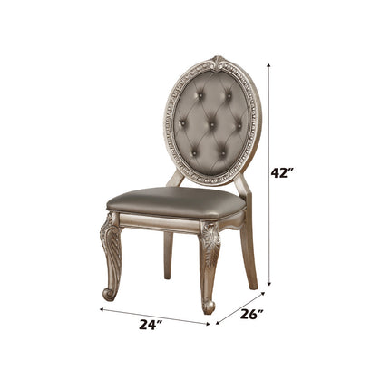ACME 66922 Northville Side Chair (Set-2), PU & Antique Silver