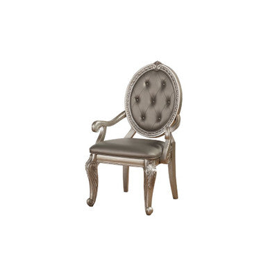 ACME 66923 Northville Arm Chair (Set-2), PU & Antique Silver ACME Furniture