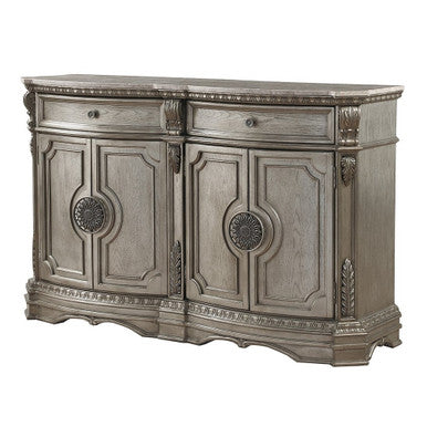 ACME 66925 Northville Server with Marble Top, Antique Silver ACME Furniture