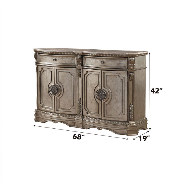 ACME 66925 Northville Server with Marble Top, Antique Silver
