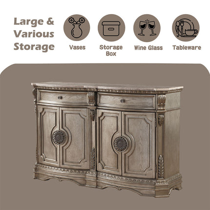 ACME 66925 Northville Server with Marble Top, Antique Silver