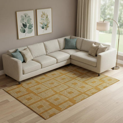 9' X 12' Terra Cotta And Ivory Geometric Washable Area Rug With UV Protection HomeRoots