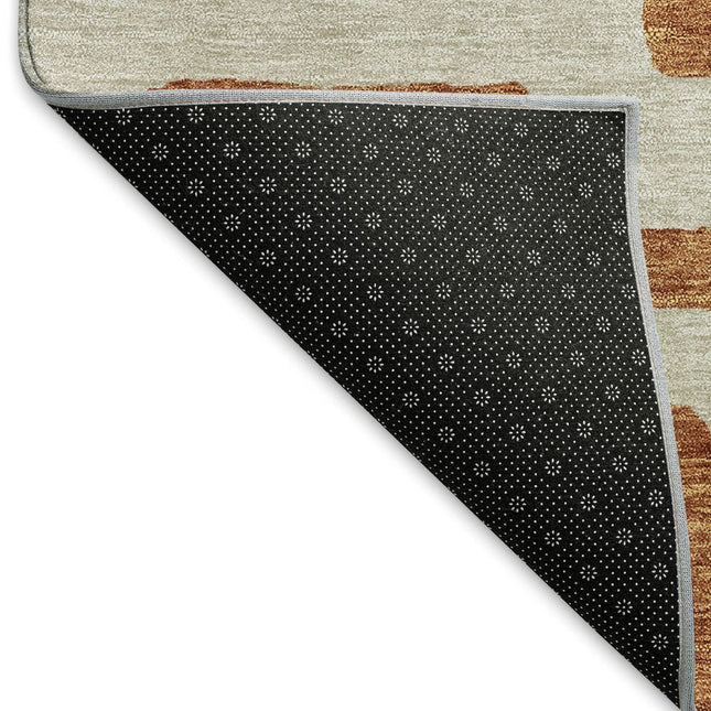 9' X 12' Terra Cotta And Beige Abstract Geometric Washable Area Rug With UV Protection HomeRoots