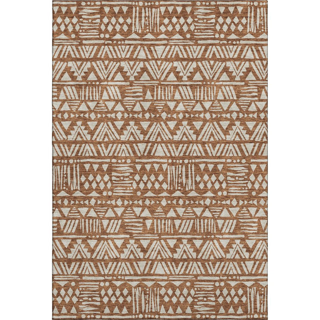 9' X 12' Terra Cotta And Beige Southwestern Washable Area Rug With UV Protection HomeRoots