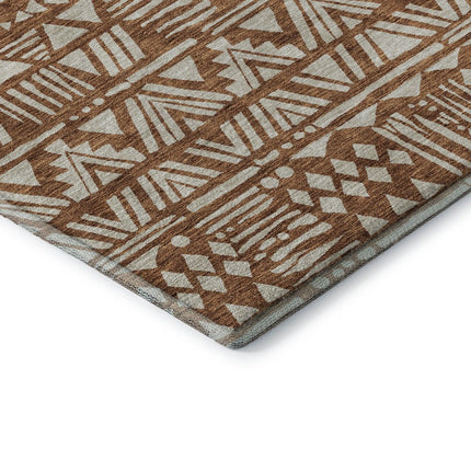 9' X 12' Terra Cotta And Beige Southwestern Washable Area Rug With UV Protection HomeRoots