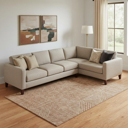 9' X 12' Terra Cotta And Beige Abstract Geometric Washable Area Rug With UV Protection HomeRoots