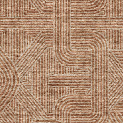 9' X 12' Terra Cotta And Beige Abstract Geometric Washable Area Rug With UV Protection HomeRoots