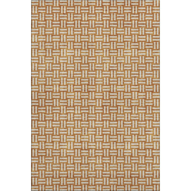 9' X 12' Terra Cotta And Beige Abstract Geometric Washable Area Rug With UV Protection