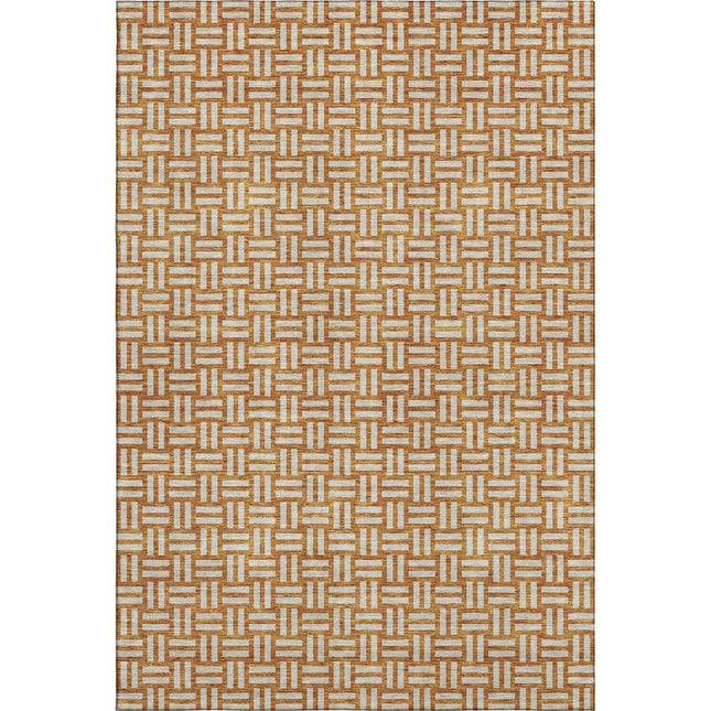 9' X 12' Terra Cotta And Beige Abstract Geometric Washable Area Rug With UV Protection HomeRoots