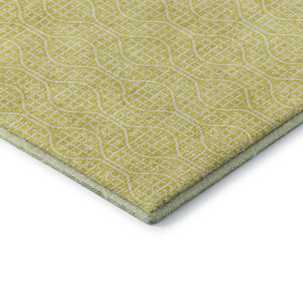 9' X 12' Yellow And Ivory Geometric Washable Area Rug With UV Protection