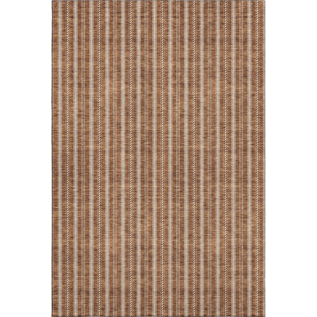 9' X 12' Terra Cotta And Beige Striped Washable Area Rug With UV Protection HomeRoots