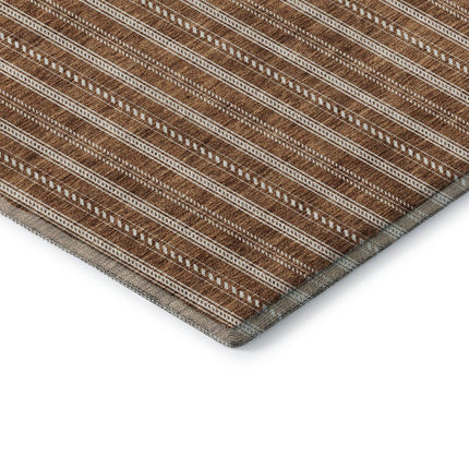 9' X 12' Terra Cotta And Beige Striped Washable Area Rug With UV Protection HomeRoots