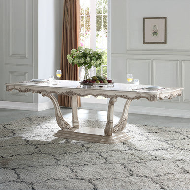ACME 67440 Gorsedd Dining Table with Pedestal, Antique White (1Set/2Ctn) ACME Furniture