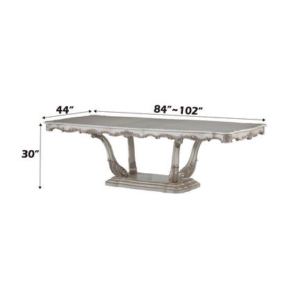 ACME 67440 Gorsedd Dining Table with Pedestal, Antique White (1Set/2Ctn)