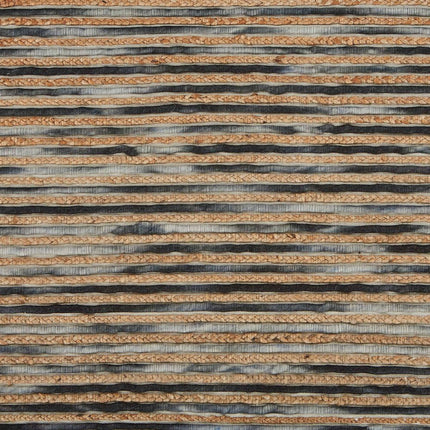 8' X 10' Charcoal Cream And Natural Striped Hand Braided Area Rug HomeRoots