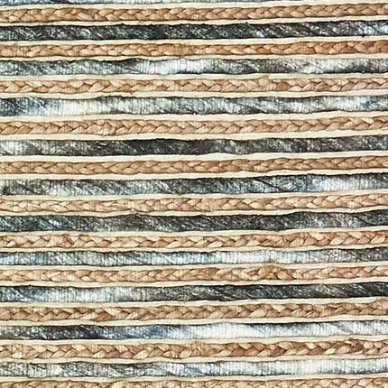 8' X 10' Charcoal Cream And Natural Striped Hand Braided Area Rug HomeRoots