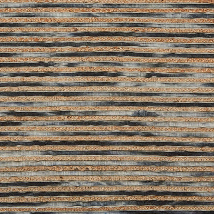 8' X 10' Charcoal Cream And Natural Striped Hand Braided Area Rug HomeRoots