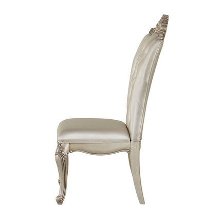 ACME 67442 Gorsedd Side Chair (Set-2), Cream Fabric & Antique White