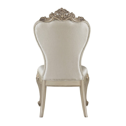 ACME 67442 Gorsedd Side Chair (Set-2), Cream Fabric & Antique White