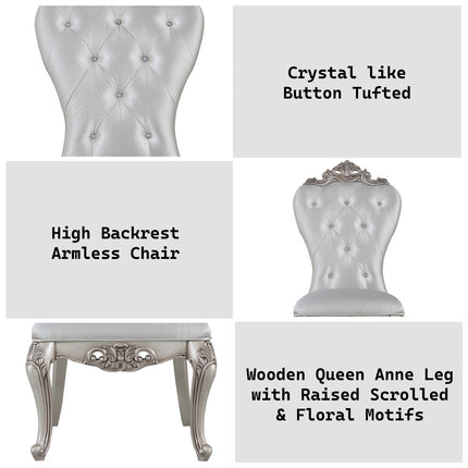 ACME 67442 Gorsedd Side Chair (Set-2), Cream Fabric & Antique White