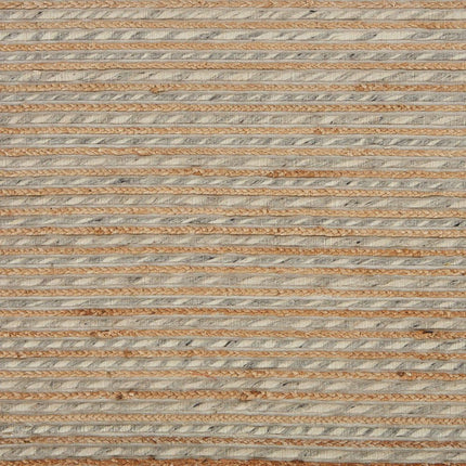5' X 8' Natural And Silver Striped Hand Braided Area Rug HomeRoots