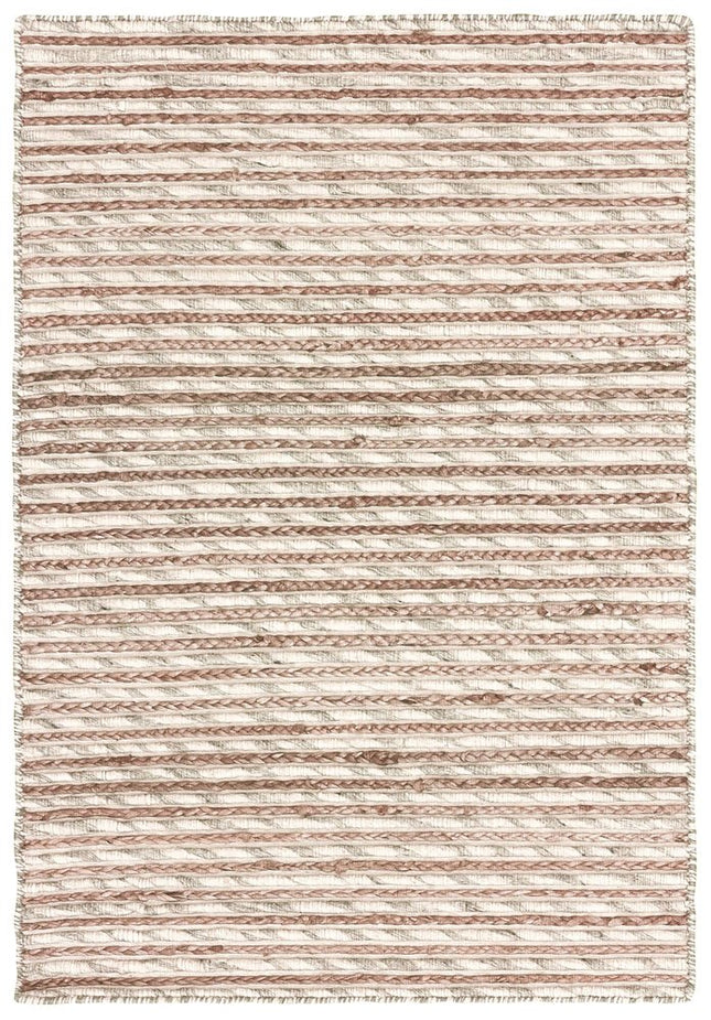 5' X 8' Natural And Silver Striped Hand Braided Area Rug