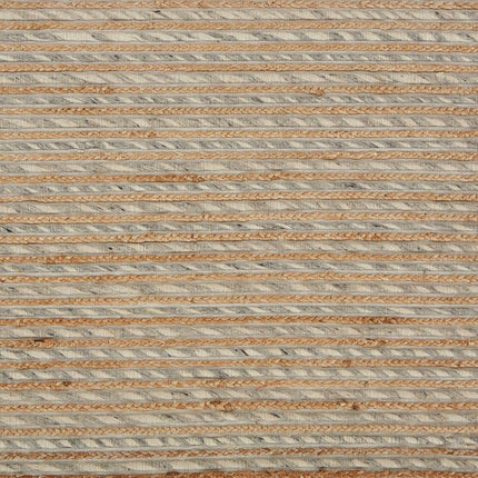 5' X 8' Natural And Silver Striped Hand Braided Area Rug HomeRoots