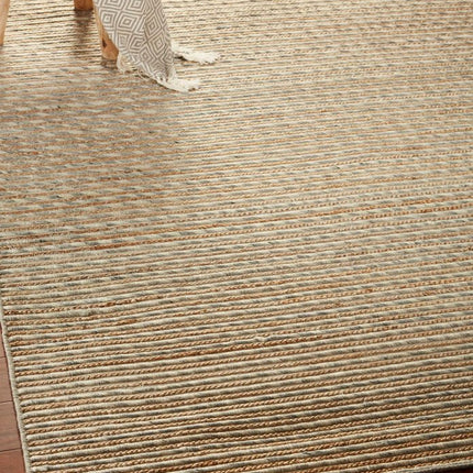5' X 8' Natural And Silver Striped Hand Braided Area Rug HomeRoots