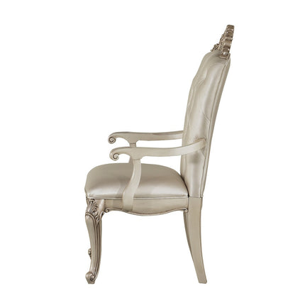 ACME 67443 Gorsedd Arm Chair (Set-2), Cream Fabric & Antique White