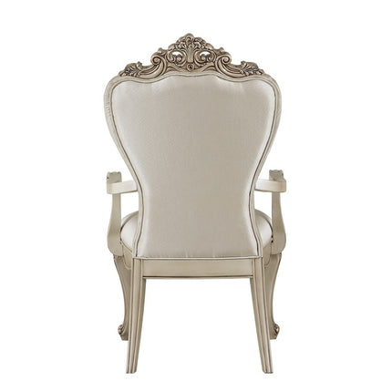 ACME 67443 Gorsedd Arm Chair (Set-2), Cream Fabric & Antique White