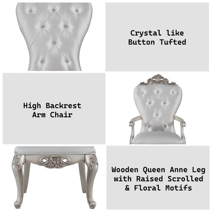 ACME 67443 Gorsedd Arm Chair (Set-2), Cream Fabric & Antique White