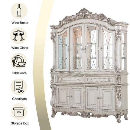 ACME 67444 Gorsedd Hutch & Buffet, Antique White (1Set/2Ctn)