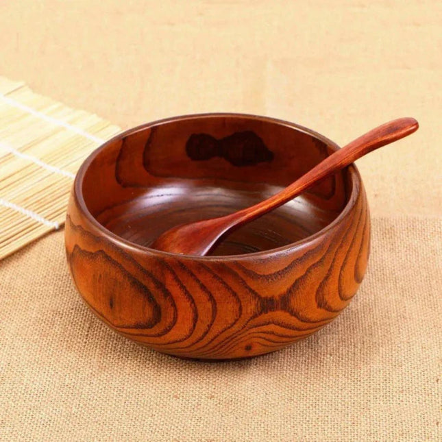 7" Brown Solid Wood Round Serving Bowl HomeRoots