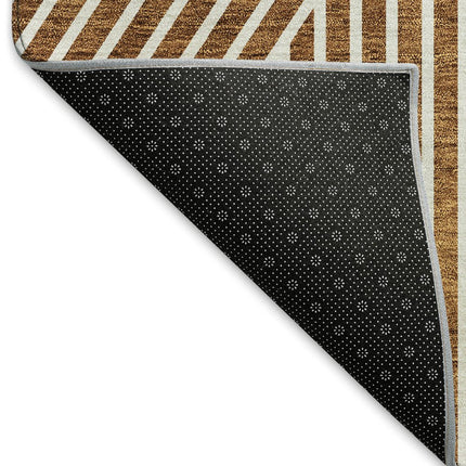 9' X 12' Terra Cotta And Ivory Geometric Washable Area Rug With UV Protection HomeRoots