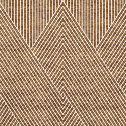 9' X 12' Terra Cotta And Ivory Geometric Washable Area Rug With UV Protection HomeRoots