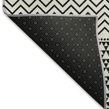9' X 12' White And Black Striped Washable Area Rug With UV Protection HomeRoots