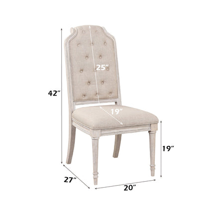 ACME 67532 Wynsor Side Chair (Set-2), Fabric & Antique Champagne