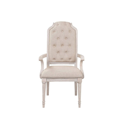 ACME 67533 Wynsor Arm Chair (Set-2), Fabric & Antique Champagne