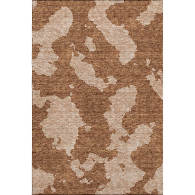 9' X 12' Terra Cotta And Beige Abstract Washable Area Rug With UV Protection
