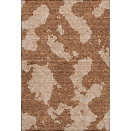 9' X 12' Terra Cotta And Beige Abstract Washable Area Rug With UV Protection HomeRoots