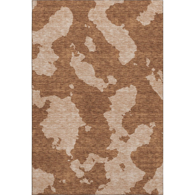9' X 12' Terra Cotta And Beige Abstract Washable Area Rug With UV Protection HomeRoots