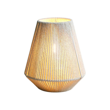 7" Beige Battery Operated Geometric String Shade Desk Lamp HomeRoots