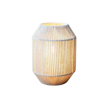 7" Beige Battery Operated Geometric Desk Lamp With Novelty Shade HomeRoots