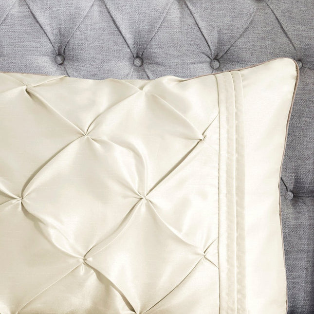 Set of Seven Ivory Queen Ring Stitch Polyester Sham And Comforter