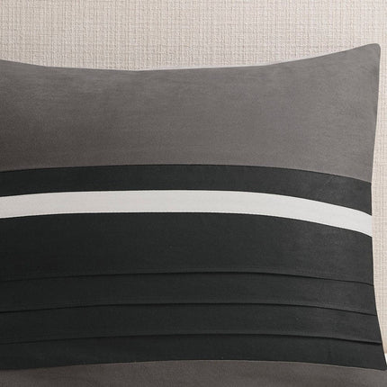 Set of Seven Black King Ring Stitch Polyester Sham And Comforter HomeRoots