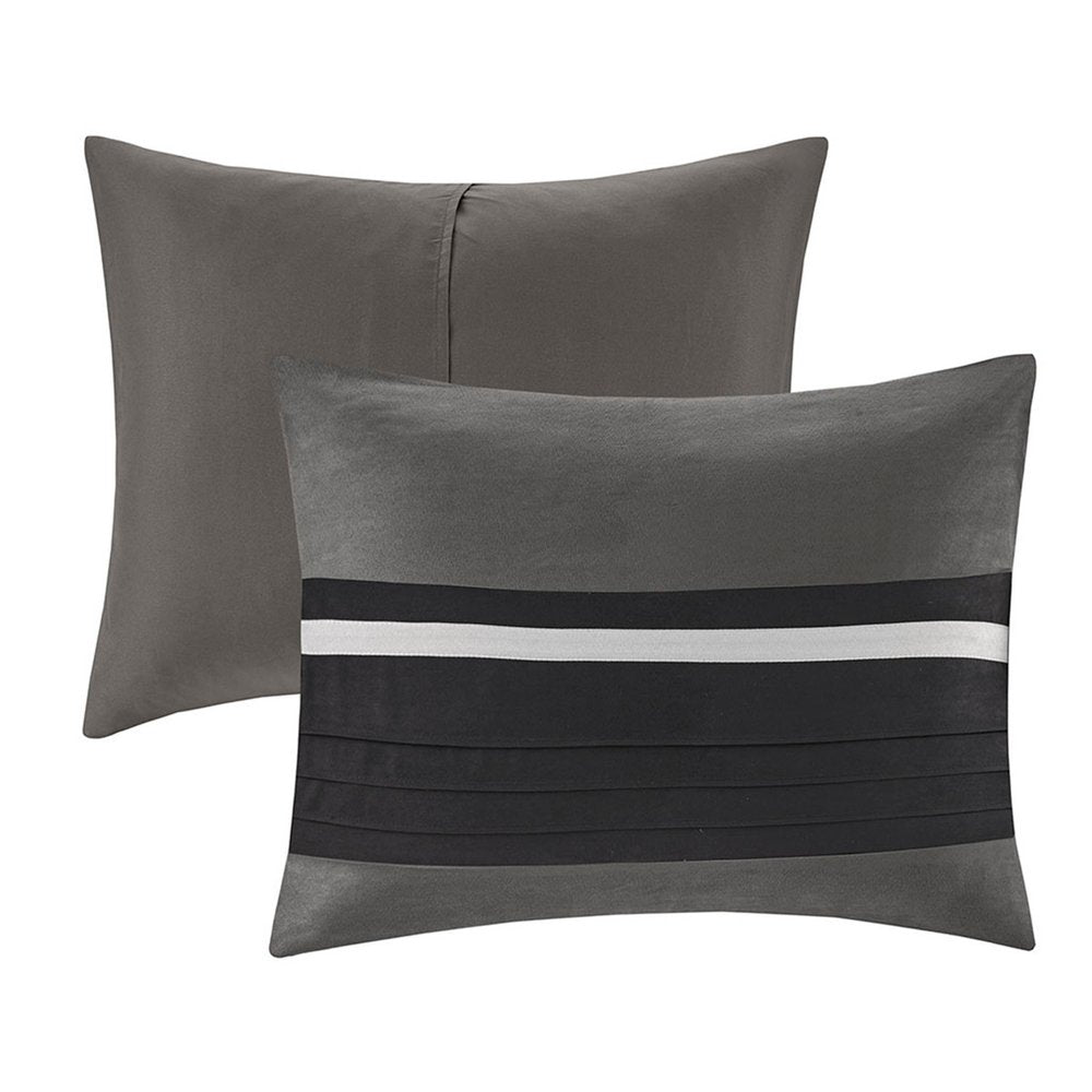 Set of Seven Black King Ring Stitch Polyester Sham And Comforter